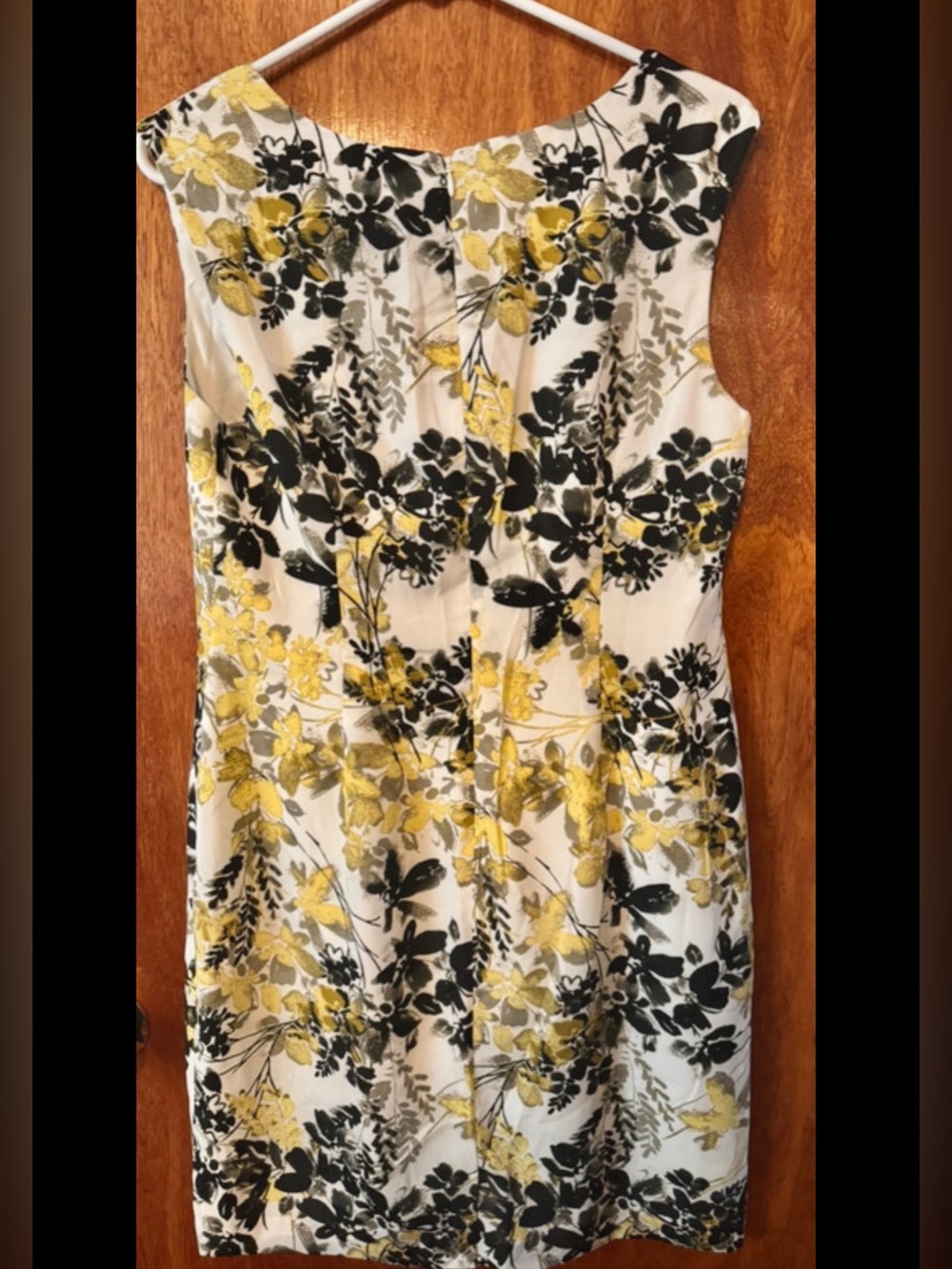 NWT Ann Taylor White Dress with Yellow and Gray Floral Print L - Picture 4 of 4
